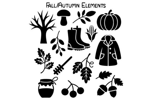 Black Autumn Silhouette Set 2: A Must-Have for Fall-Themed Design Projects