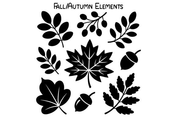 Black Autumn Silhouette Set 20: Practical Design Assets for Fall Projects