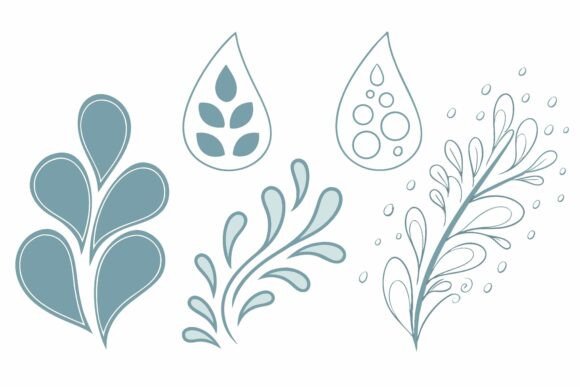 Cerulean Dew: Abstract Water Drops & Blue Plants