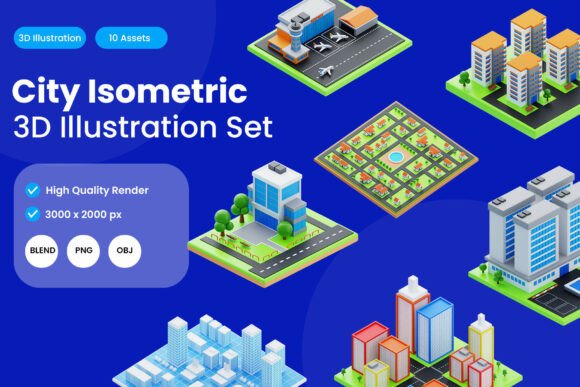 City Isometric 3D Illustration Pack