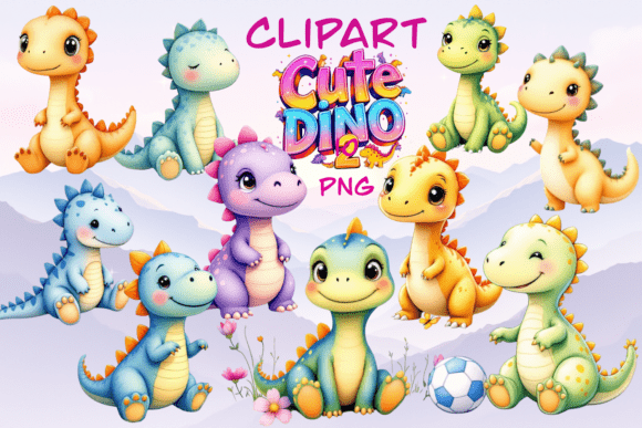 Cute Dino 2 Clipart: A Versatile Design Resource for Creative Projects