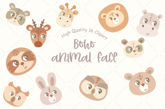 Discover the Charm of Boho Animal Face Illustrations: A Versatile Design Resource