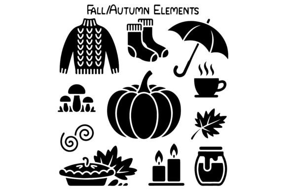 Fall Vector Set: Autumn Silhouette Icons 7