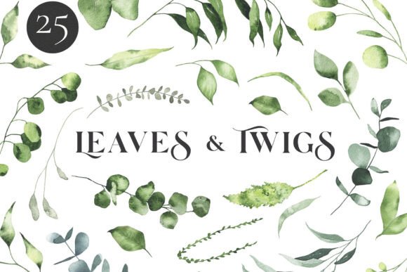 Green Leaves Watercolor Clipart Greenery for Creative Projects