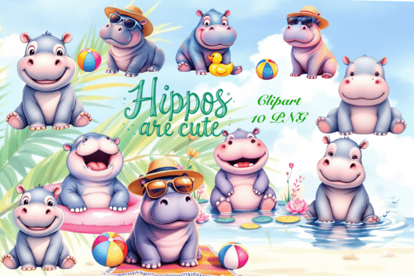 Hippos Are Cute Clipart: A Versatile Design Resource