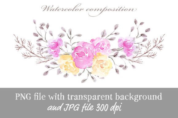 Pastel Watercolor Roses – Floral PNG JPG