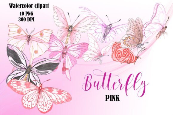 Pink Watercolor Butterfly Clipart for Creative Projects