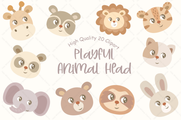 Playful Animal Heads: A Creative Resource for Modern Design Projects