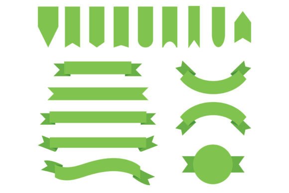 Spring Green Badge Banner Clip Art Set