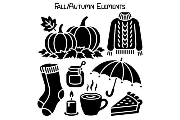 Strategic Use of the Black Autumn Silhouette Set 8 for Visual Branding and Seasonal Design Projects